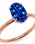 Inel de Logodnă Kensington din Aur 14k cu Safir Creat în Laborator Oval 10x7 mm și Diamante Create în Laborator din 14k Aur Roz - Castelo.ro