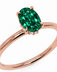 Inel de Logodnă Kensington din Aur 14k cu Smarald Creat în Laborator Oval 8x6 mm și Diamante Create în Laborator din 14k Aur Roz - Castelo.ro