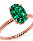 Inel de Logodnă Kensington din Aur 14k cu Smarald Creat în Laborator Oval 12x8 mm și Diamante Create în Laborator din 14k Aur Roz - Castelo.ro