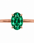 Inel de Logodnă Kensington din Aur 14k cu Smarald Creat în Laborator Oval 10x7 mm și Diamante Create în Laborator din 14k Aur Roz - Castelo.ro