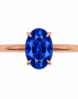 Inel de Logodnă Kensington din Aur 14k cu Safir Creat în Laborator Oval 10x7 mm și Diamante Create în Laborator din 14k Aur Roz - Castelo.ro