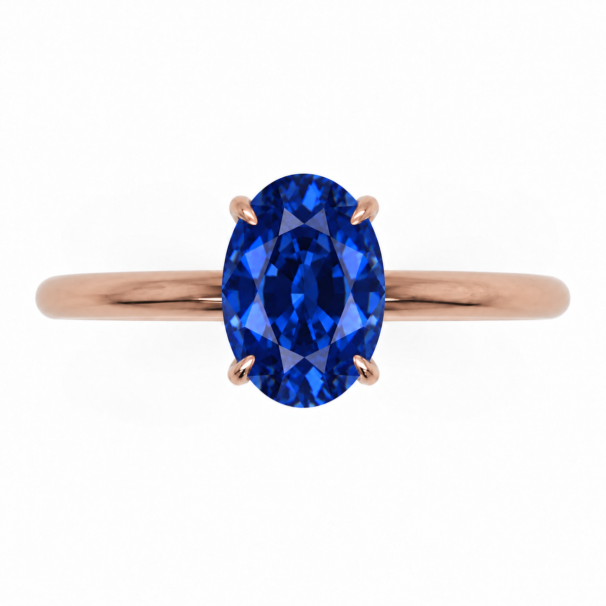 Inel de Logodnă Kensington din Aur 18k cu Safir Creat în Laborator Oval 8x6 mm și Diamante Create în Laborator din 18k Aur Roz - Castelo.ro