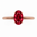 Inel de Logodnă Kensington din Aur 18k cu Rubin Creat în Laborator Oval 8x6 mm și Diamante Create în Laborator din 18k Aur Roz - Castelo.ro