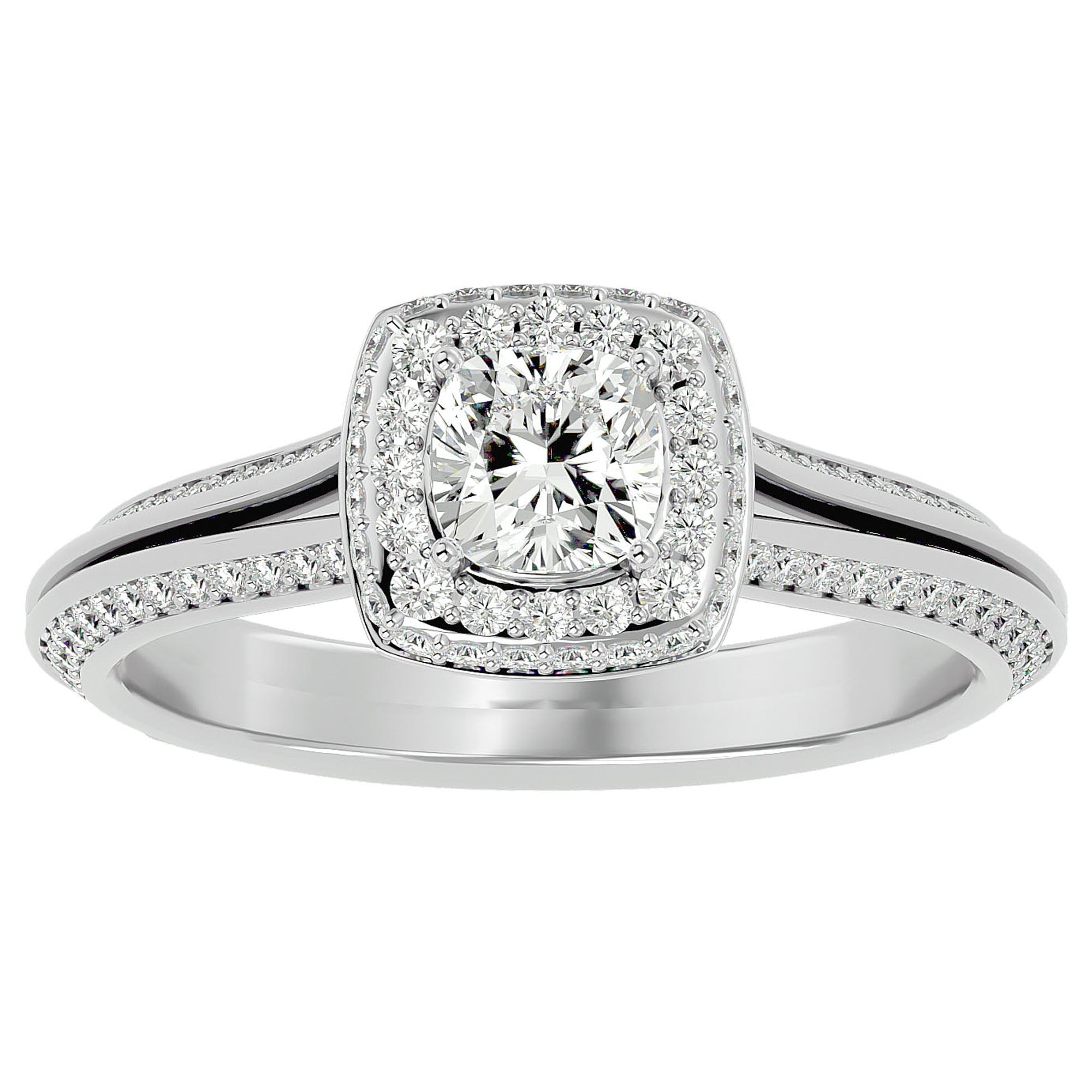 Inel de Logodnă Amalfi Pavé din Aur 14k cu Diamante Create în Laborator de 1.02 ct din 14k Aur Alb - Castelo.ro