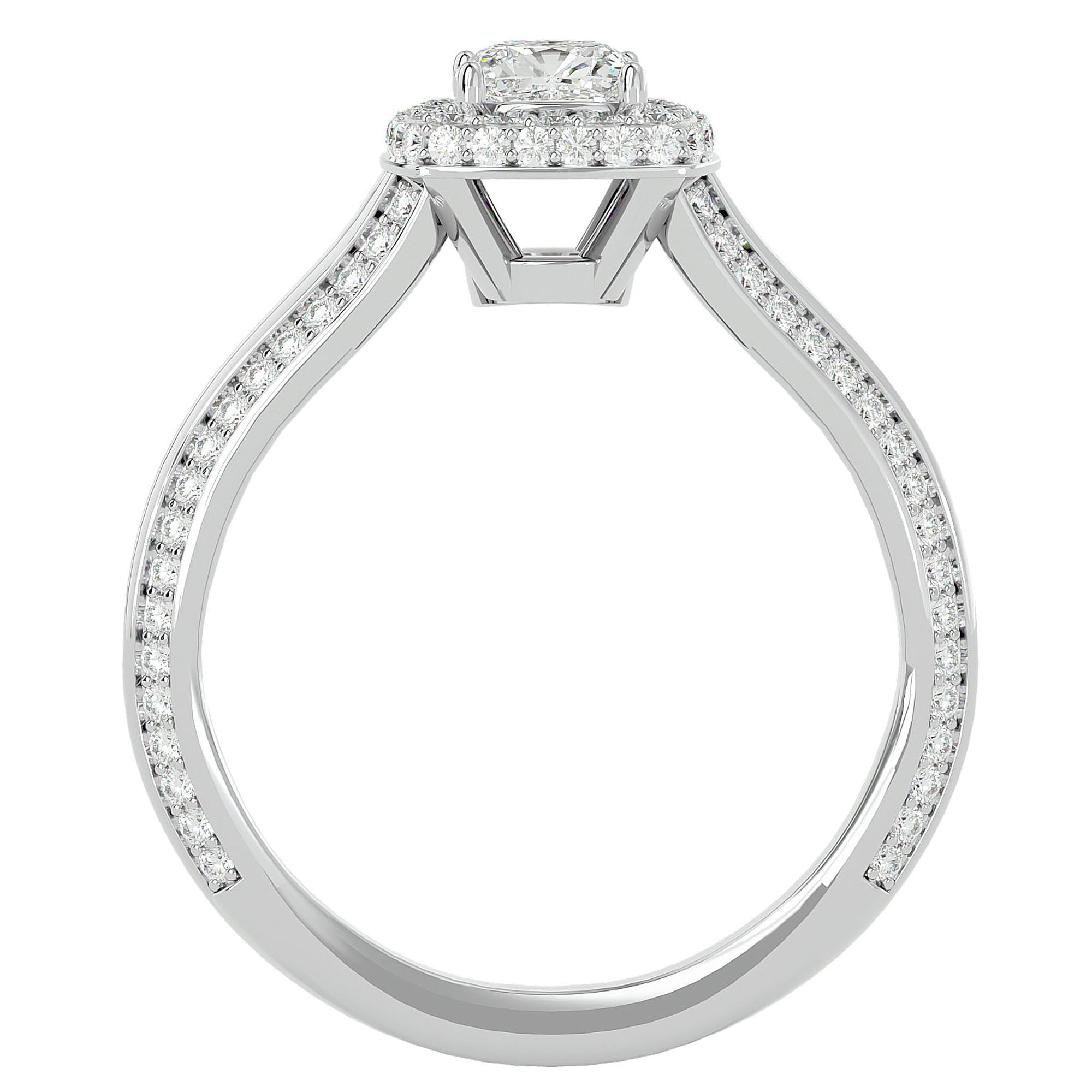 Inel de Logodnă Amalfi Pavé din Aur 14k cu Diamante Create în Laborator de 1.02 ct din 14k Aur Alb - Castelo.ro