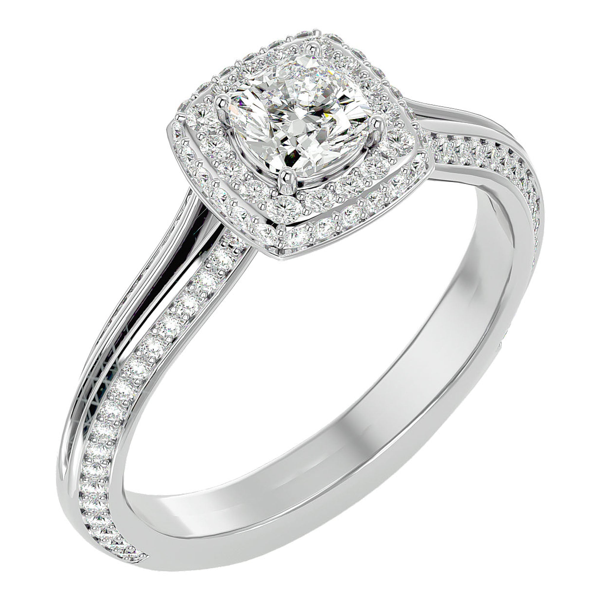 Inel de Logodnă Amalfi Pavé din Aur 14k cu Diamante Create în Laborator de 1.02 ct din 14k Aur Alb - Castelo.ro