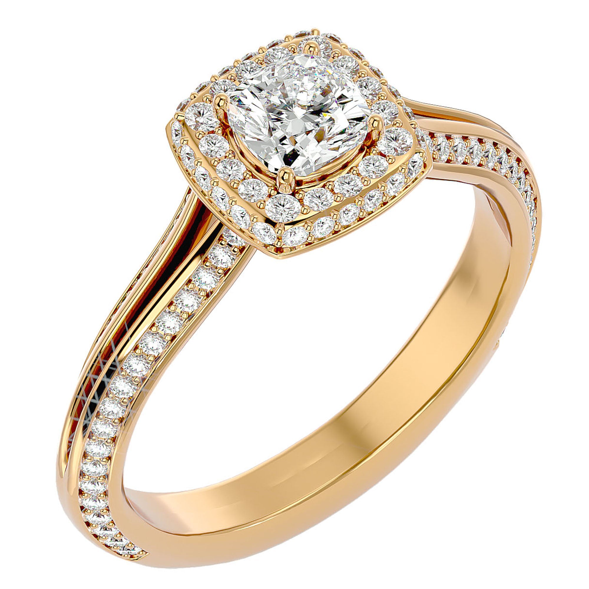 Inel de Logodnă Amalfi Pavé din Aur 14k cu Diamante Create în Laborator de 1.02 ct din 14k Aur Galben - Castelo.ro