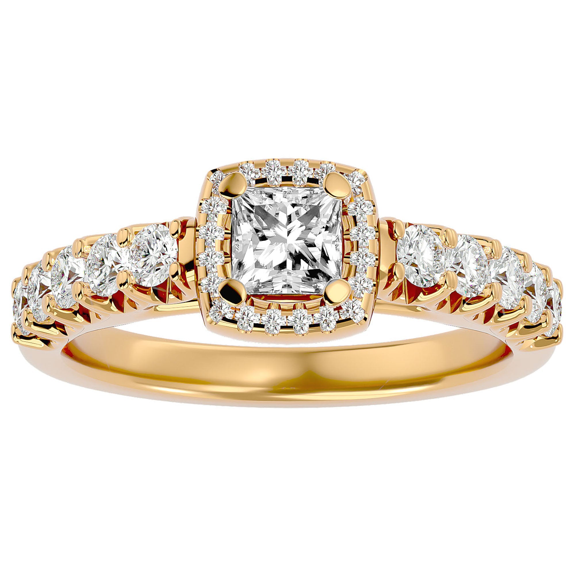 Inel de Logodnă Cotswolds Pavé cu Diamante Create în Laborator de 1.16 ct din 18k Aur Galben - Castelo.ro