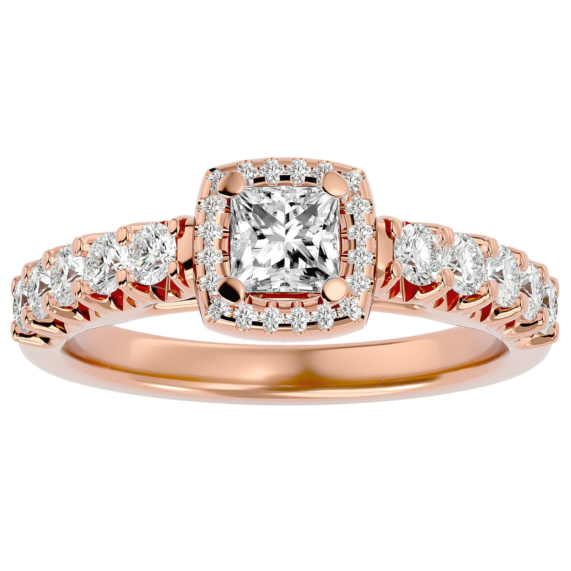 Inel de Logodnă Cotswolds Pavé din Aur 14k cu Diamante Create în Laborator de 1.16 ct din 14k Aur Roz - Castelo.ro