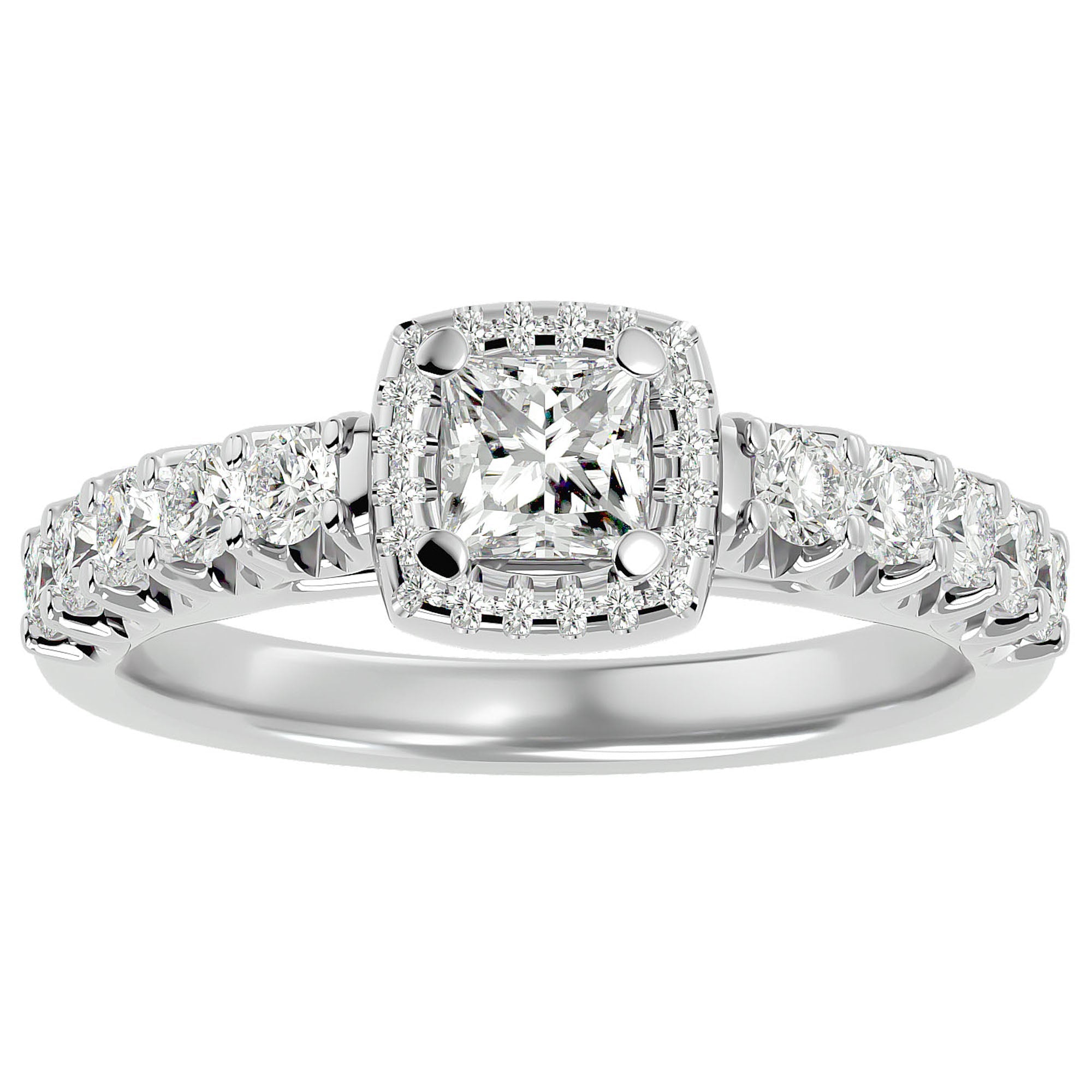 Inel de Logodnă Cotswolds Pavé din Aur 14k cu Diamante Create în Laborator de 1.16 ct din 14k Aur Alb - Castelo.ro