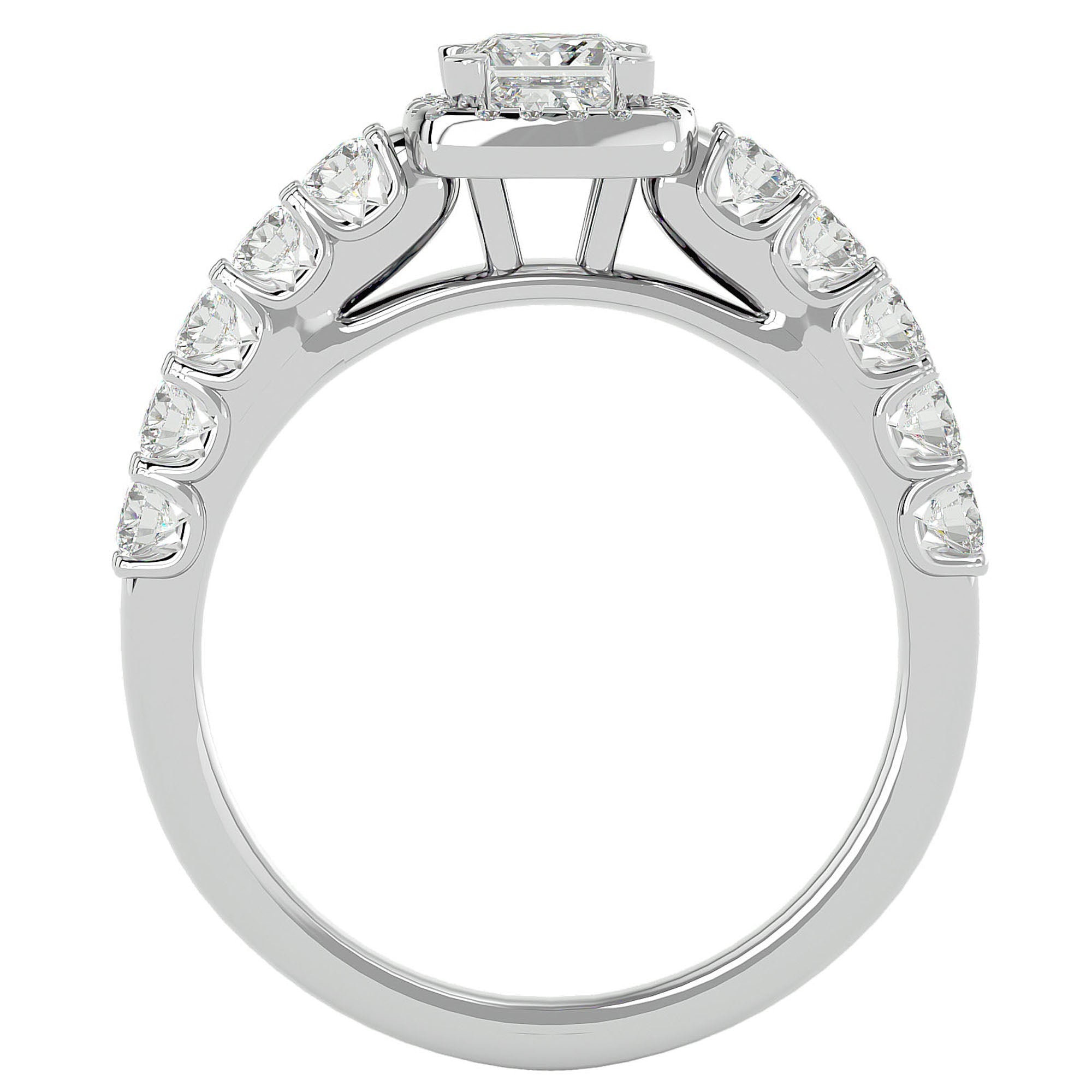 Inel de Logodnă Cotswolds Pavé din Aur 14k cu Diamante Create în Laborator de 1.16 ct din 14k Aur Alb - Castelo.ro