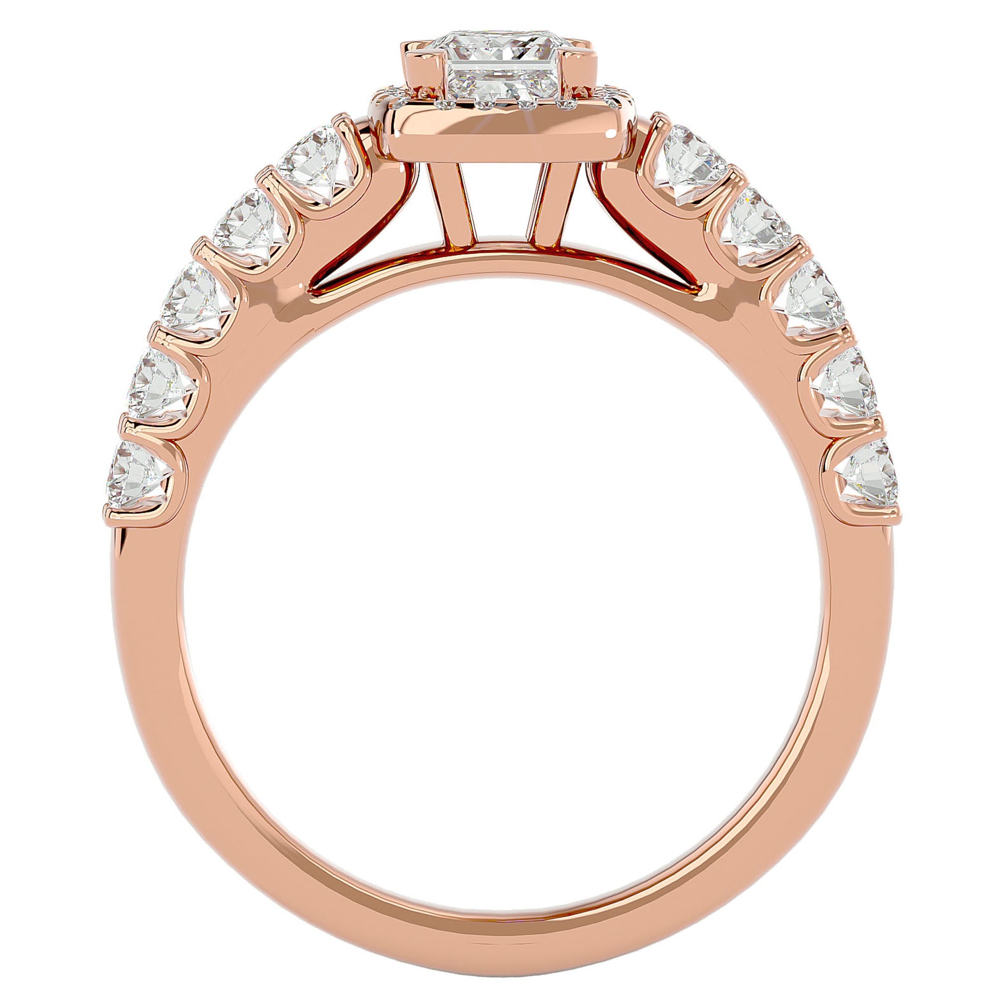 Inel de Logodnă Cotswolds Pavé cu Diamante Create în Laborator de 1.16 ct din 18k Aur Roz - Castelo.ro