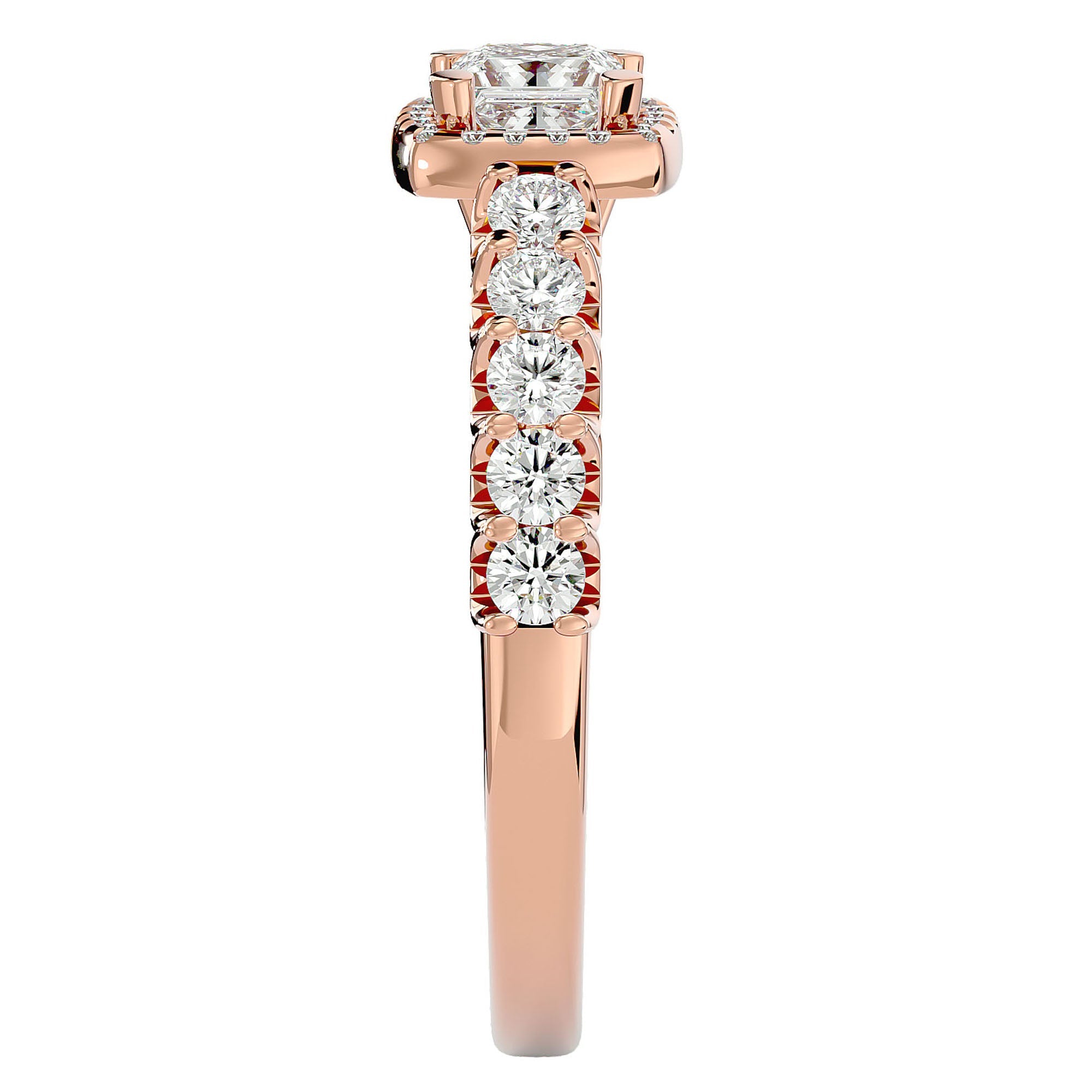 Inel de Logodnă Cotswolds Pavé cu Diamante Create în Laborator de 1.16 ct din 18k Aur Roz - Castelo.ro