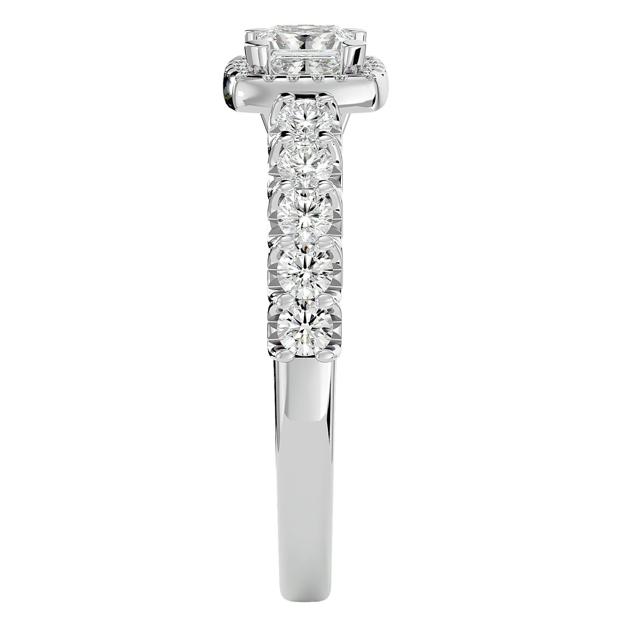 Inel de Logodnă Cotswolds Pavé din Aur 14k cu Diamante Create în Laborator de 1.16 ct din 14k Aur Alb - Castelo.ro