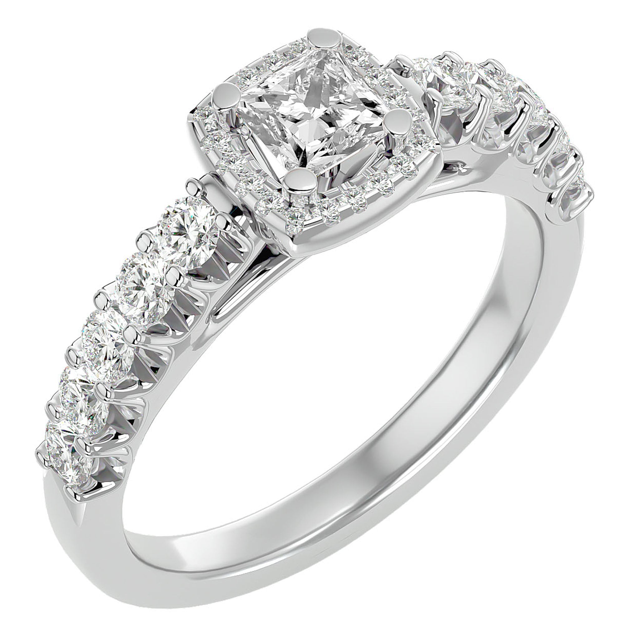 Inel de Logodnă Cotswolds Pavé din Aur 14k cu Diamante Create în Laborator de 1.16 ct din 14k Aur Alb - Castelo.ro