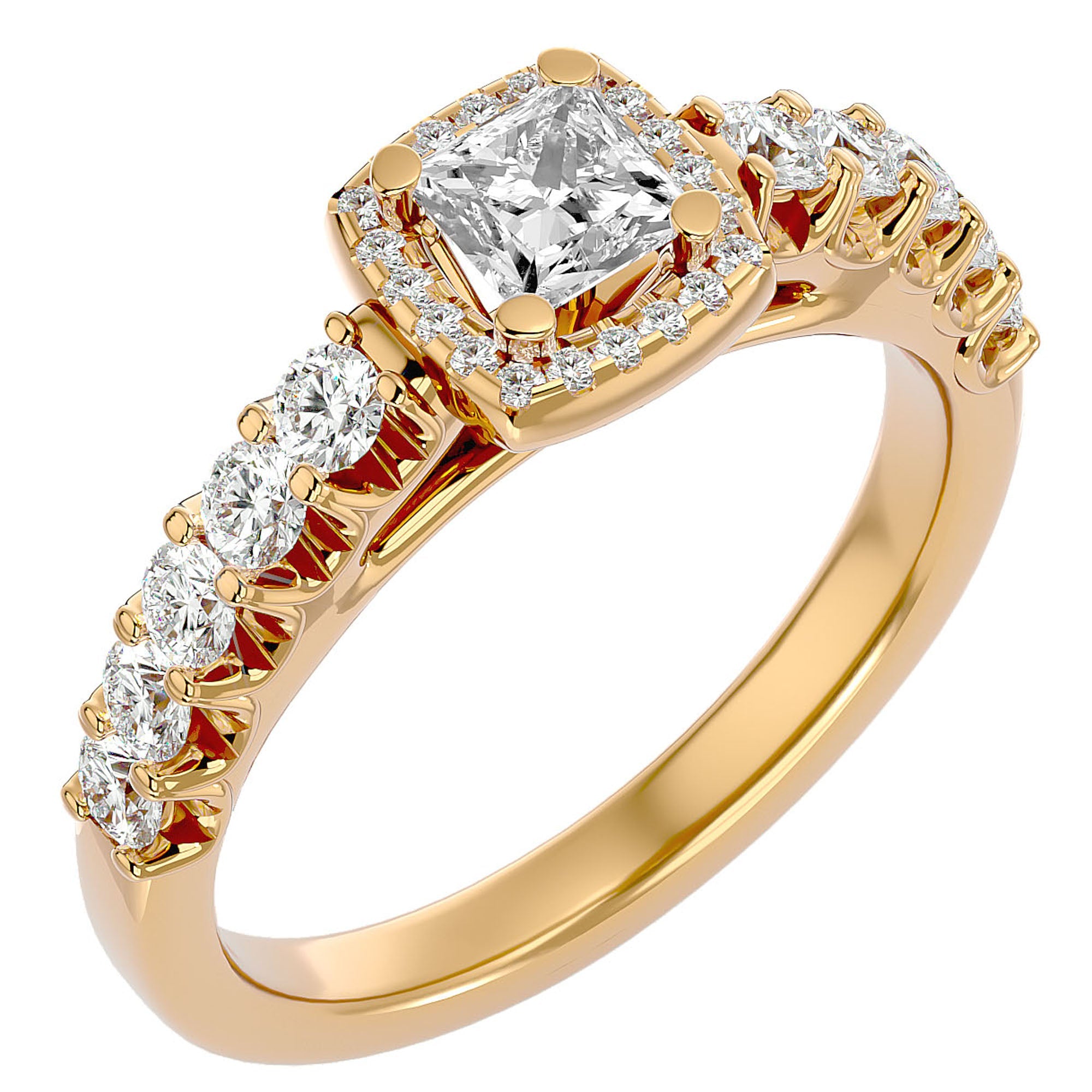 Inel de Logodnă Cotswolds Pavé din Aur 14k cu Diamante Create în Laborator de 1.16 ct din 14k Aur Galben - Castelo.ro