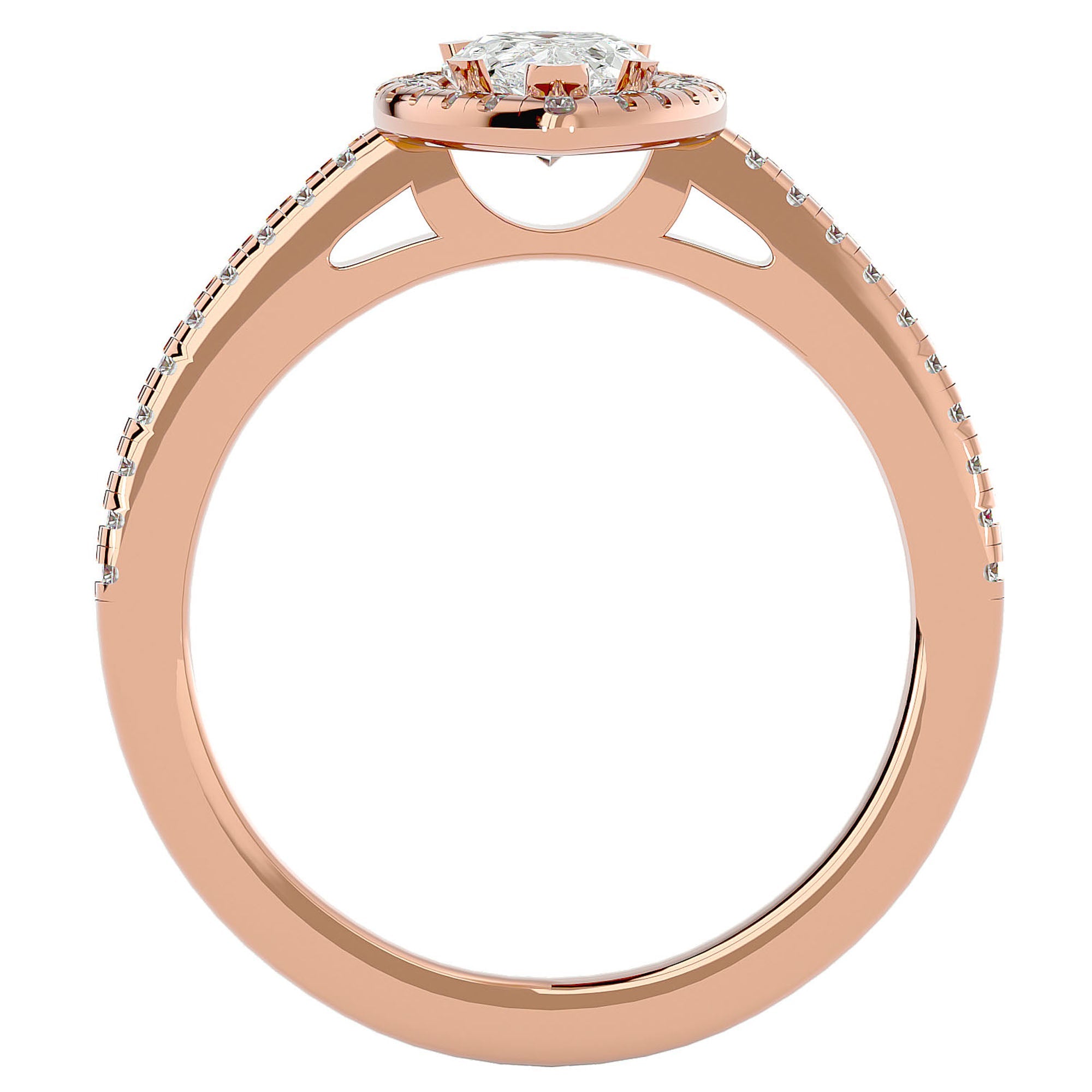 Inel de Logodnă Pavé cu Moissanite Pară Fațetată de 1.26 ct din 18k Aur Roz - Castelo.ro