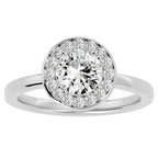 Inel de Logodnă din Aur 14k cu Diamante Create în Laborator Brilliant Halo de 0.98 ct din 14k Aur Alb - Castelo.ro
