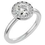 Inel de Logodnă din Aur 14k cu Diamante Create în Laborator Brilliant Halo de 0.98 ct din 14k Aur Alb - Castelo.ro