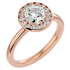 Inel de Logodnă din Aur 14k cu Diamante Create în Laborator Brilliant Halo de 0.98 ct din 14k Aur Roz - Castelo.ro