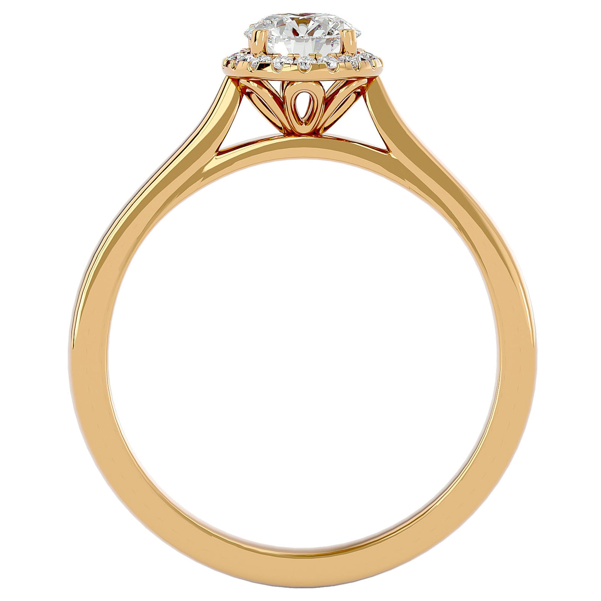 Inel de Logodnă cu Diamante Create în Laborator Halo Solitaire de 0.54 ct din 18k Aur Galben - Castelo.ro