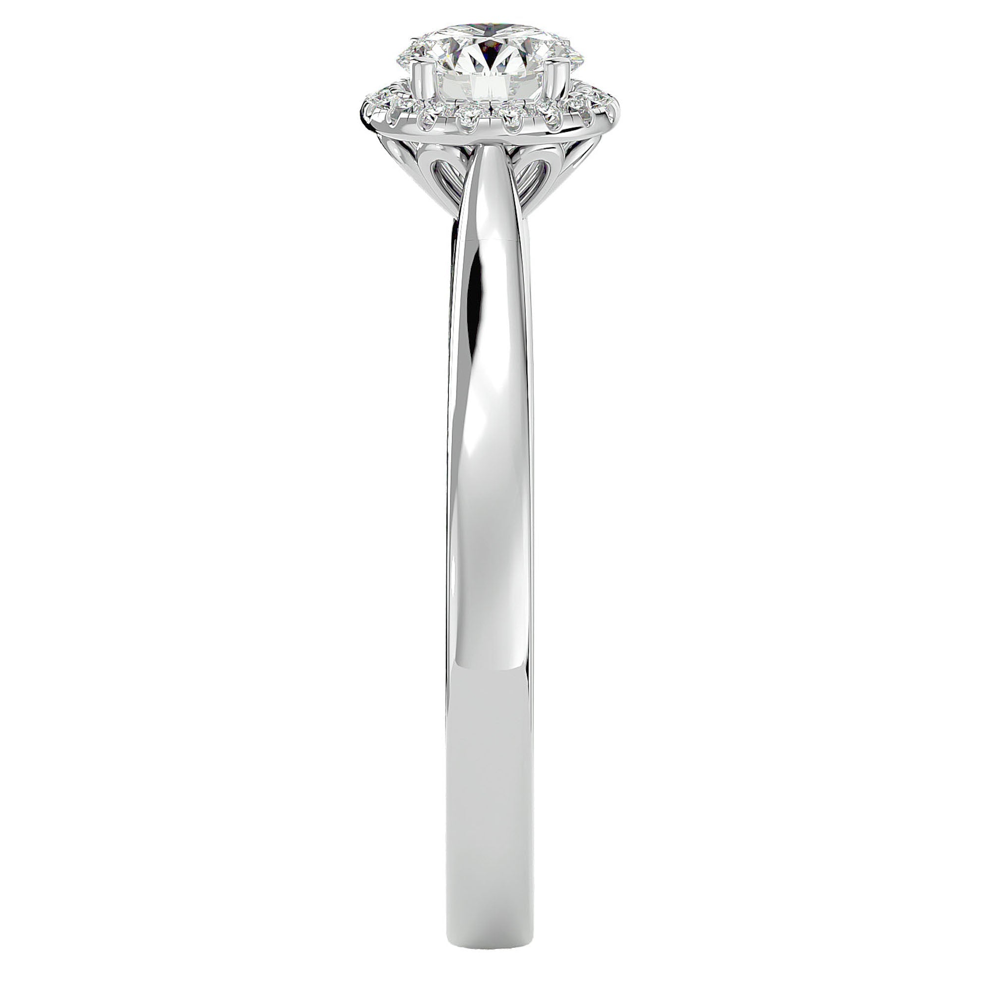 Inel de Logodnă cu Diamante Create în Laborator Halo Solitaire de 0.54 ct din Platina - Castelo.ro