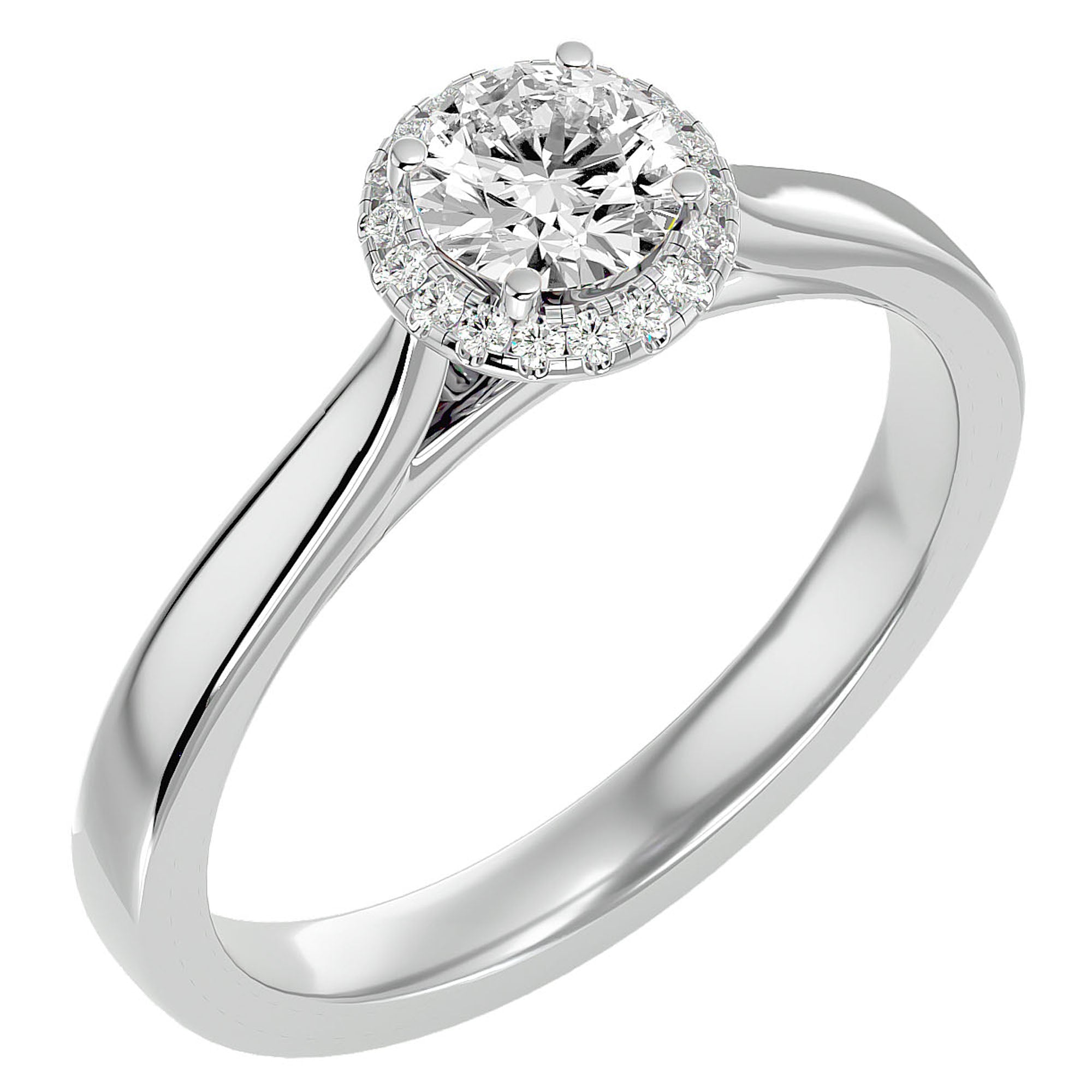 Inel de Logodnă cu Diamante Create în Laborator Halo Solitaire de 0.54 ct din Platina - Castelo.ro