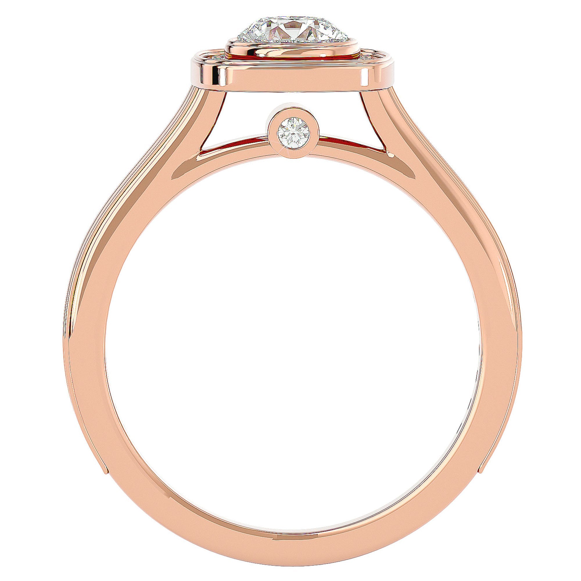 Inel Retro cu Diamante Create în Laborator Halo Pavé de 0.95 ct din 18k Aur Roz - Castelo.ro