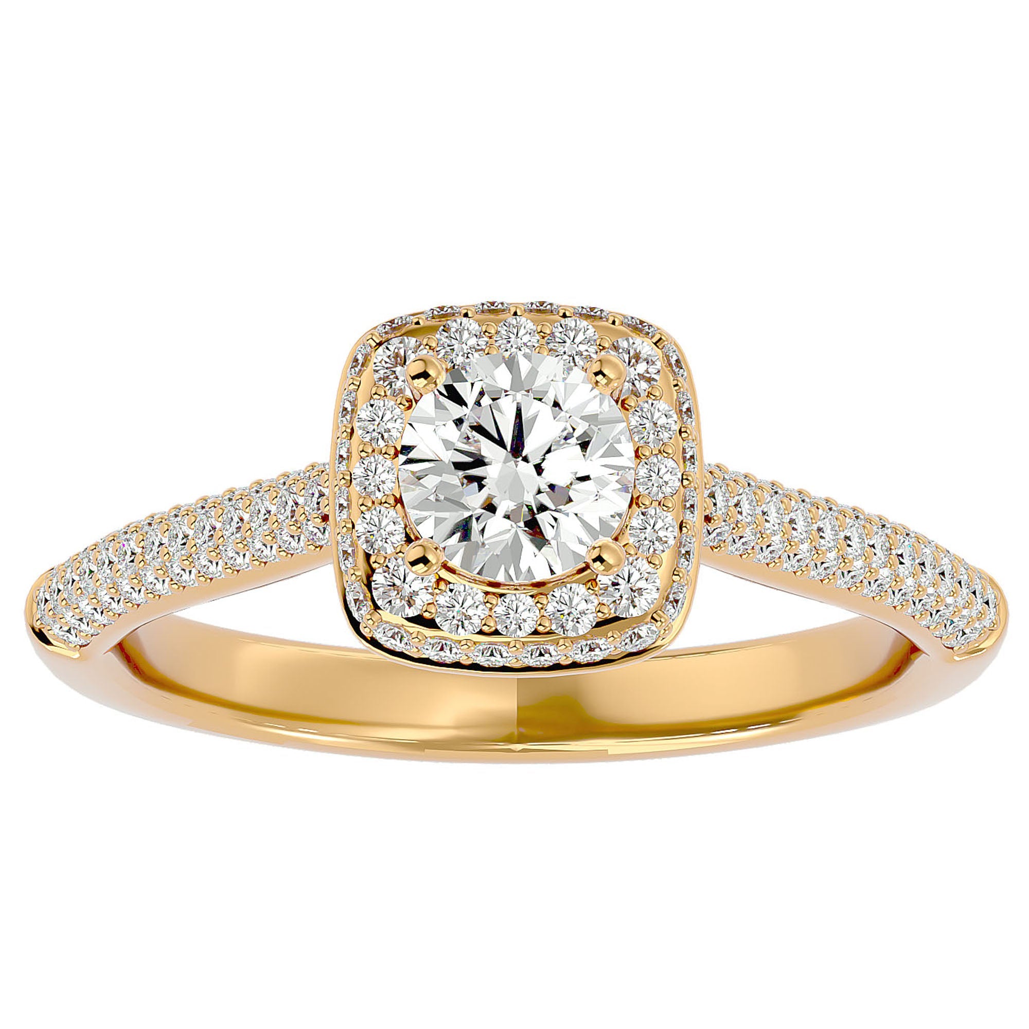Inel de Logodnă Celestial din Aur 14k cu Diamante Create în Laborator Halo Pavé de 1.05 ct din 14k Aur Galben - Castelo.ro