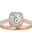 Inel de Logodnă Celestial din Aur 14k cu Diamante Create în Laborator Halo Pavé de 1.05 ct din 14k Aur Roz - Castelo.ro