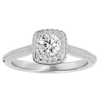 Inel de Logodnă Celestial din Aur 14k cu Moissanite Halo Pavé de 1.05 ct din 14k Aur Alb - Castelo.ro