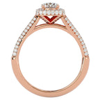 Inel de Logodnă Celestial din Aur 14k cu Moissanite Halo Pavé de 1.05 ct din 14k Aur Roz - Castelo.ro