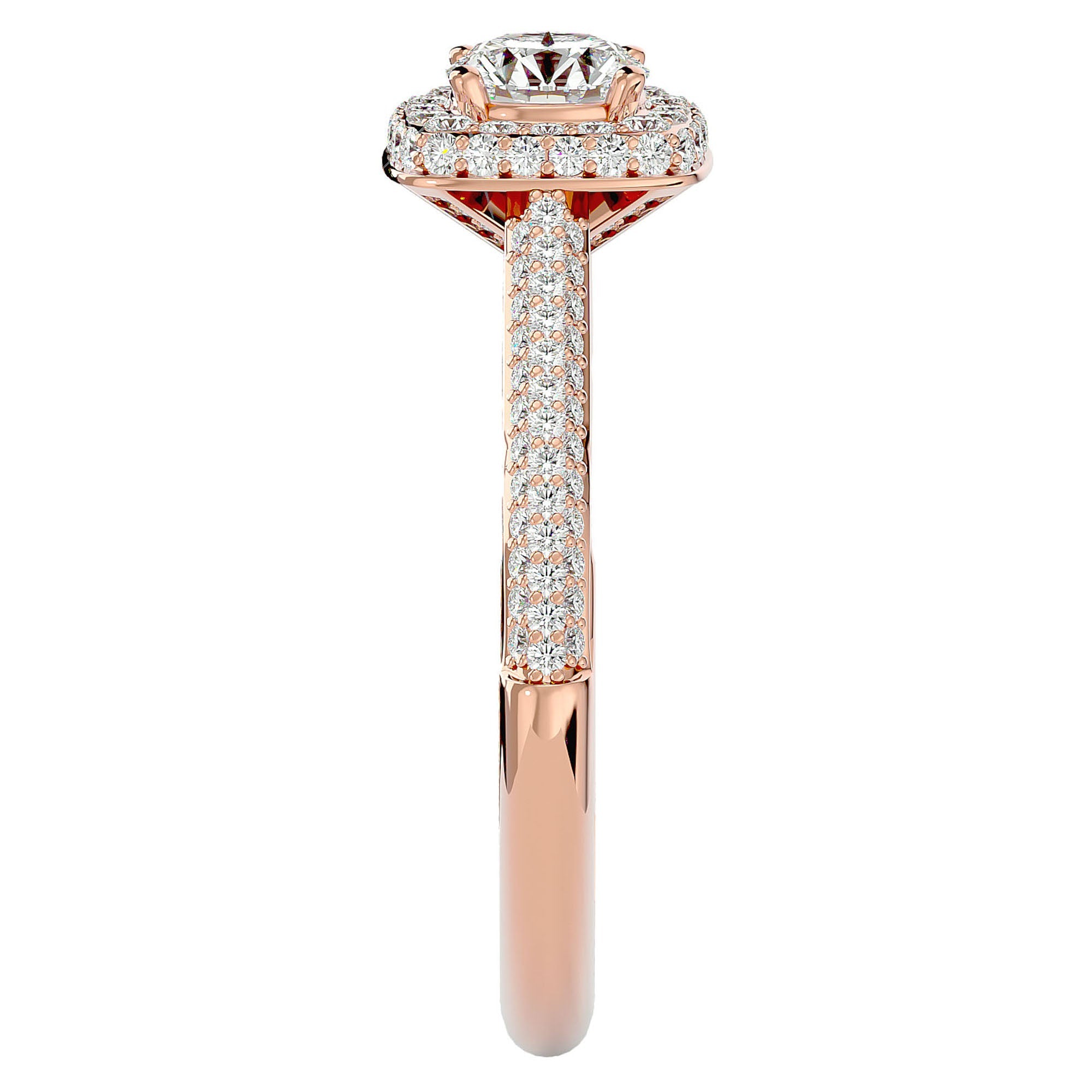 Inel de Logodnă Celestial din Aur 14k cu Diamante Create în Laborator Halo Pavé de 1.05 ct din 14k Aur Roz - Castelo.ro