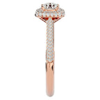 Inel de Logodnă Celestial din Aur 14k cu Moissanite Halo Pavé de 1.05 ct din 14k Aur Roz - Castelo.ro