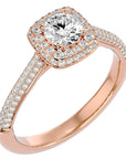 Inel de Logodnă Celestial din Aur 14k cu Diamante Create în Laborator Halo Pavé de 1.05 ct din 14k Aur Roz - Castelo.ro