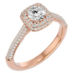 Inel de Logodnă Celestial din Aur 14k cu Moissanite Halo Pavé de 1.05 ct din 14k Aur Roz - Castelo.ro