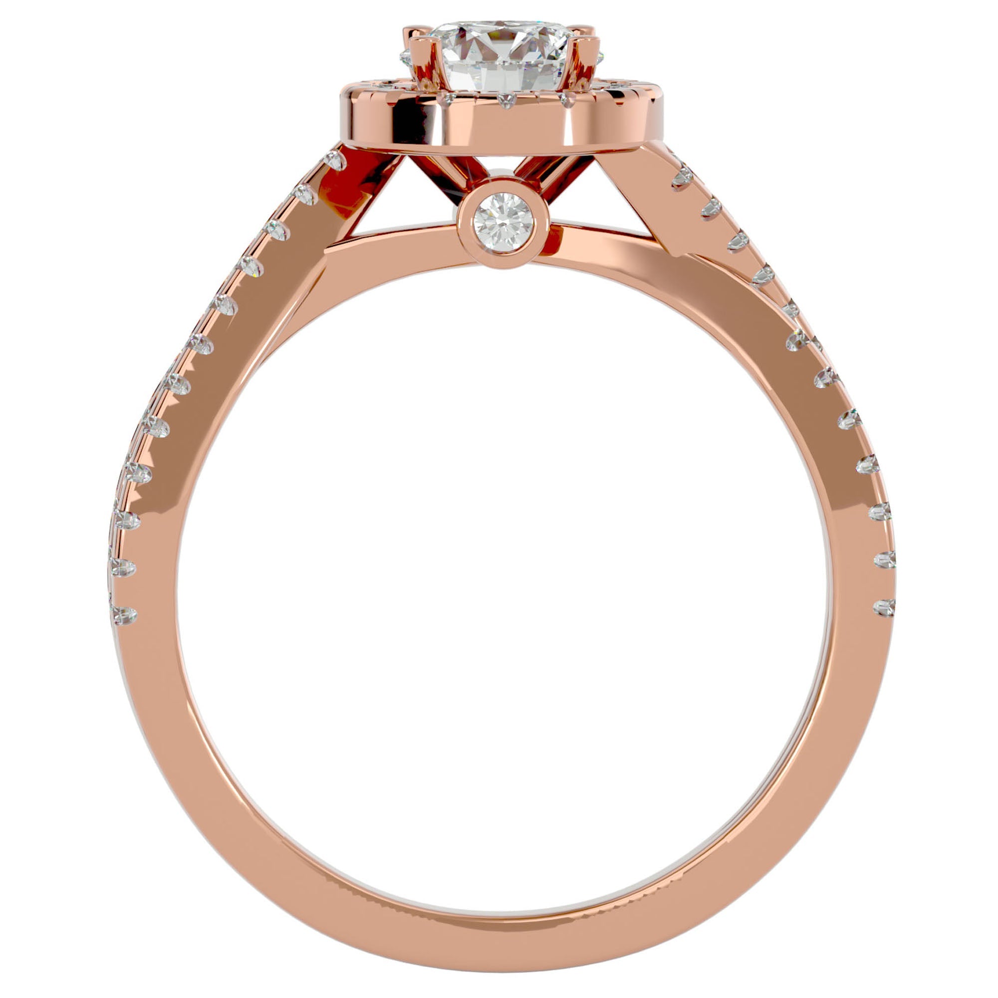 Inel de Logodnă cu Diamante Create în Laborator Pavé în Formă De Spirală de 0.98 ct din 18k Aur Roz - Castelo.ro