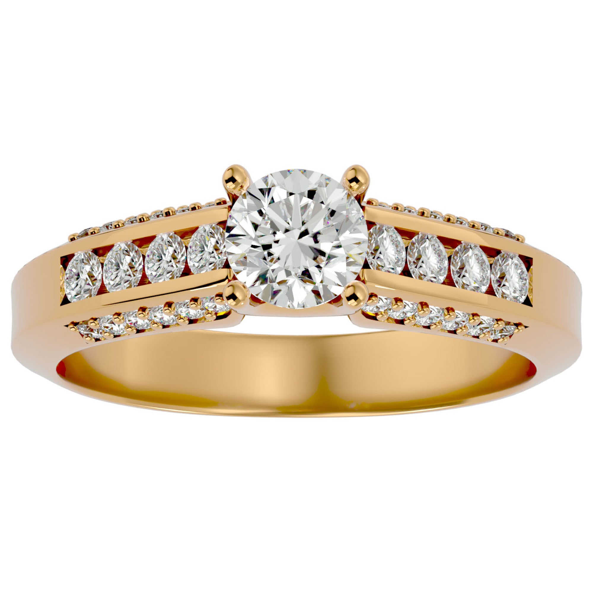 Inel De Logodnă Renaissance Solitaire din Aur 14k cu Diamante Create în Laborator de 0.90 ct din 14k Aur Galben - Castelo.ro