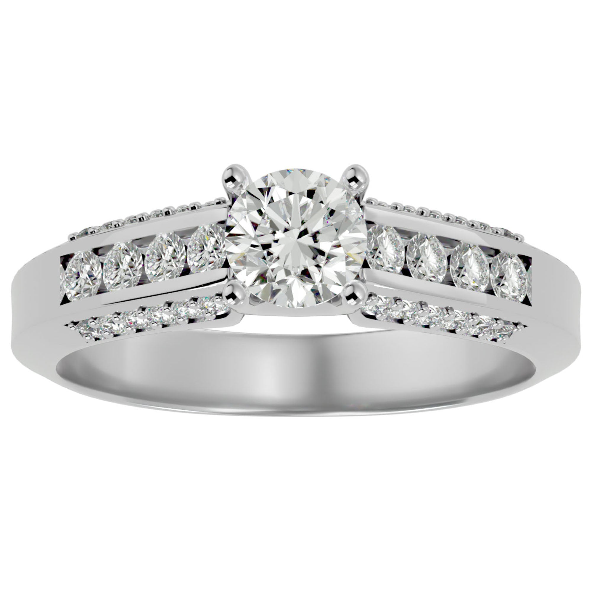 Inel De Logodnă Renaissance Solitaire din Aur 14k cu Diamante Create în Laborator de 0.90 ct din 14k Aur Alb - Castelo.ro