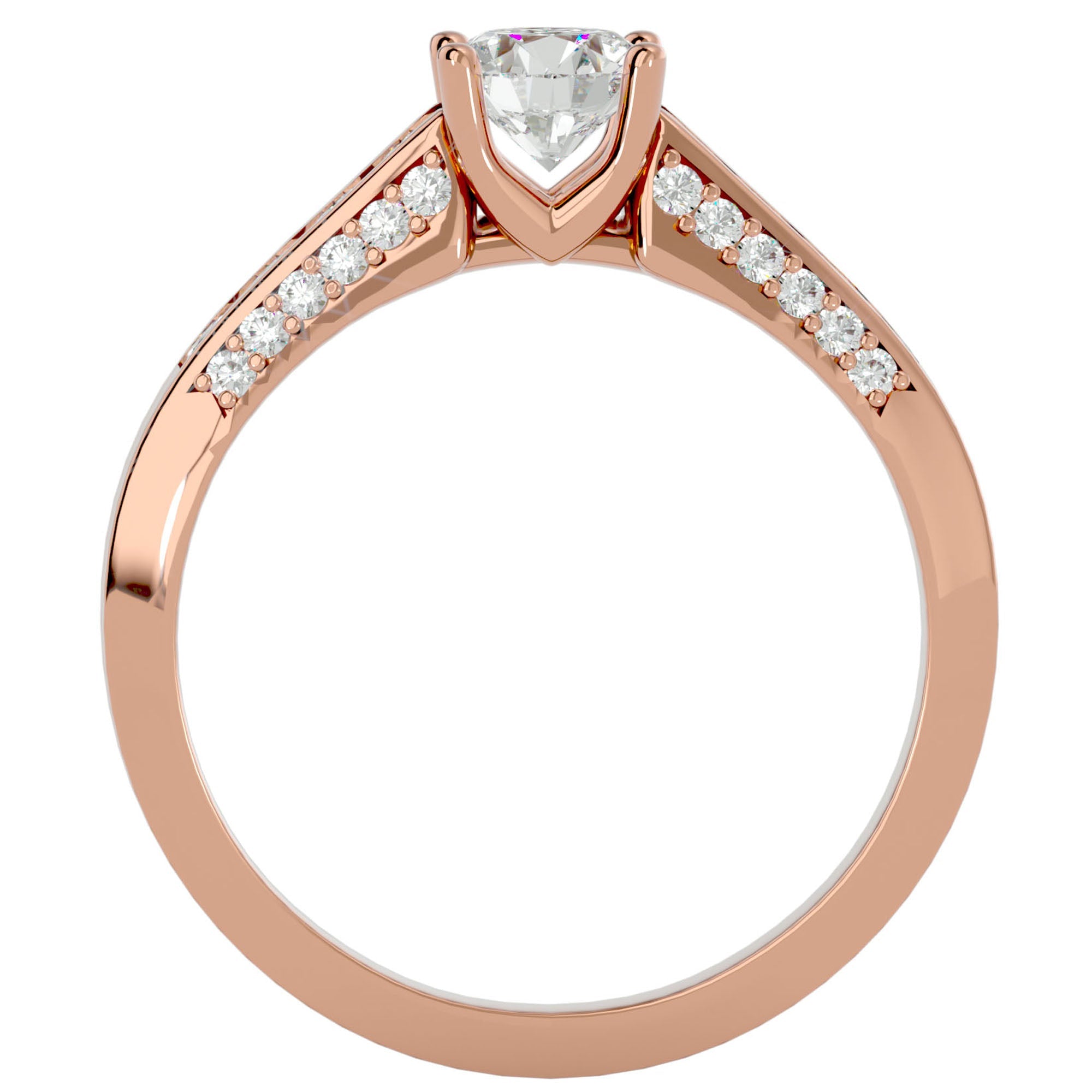 Inel De Logodnă Renaissance Solitaire din Aur 14k cu Diamante Create în Laborator de 0.90 ct din 14k Aur Roz - Castelo.ro