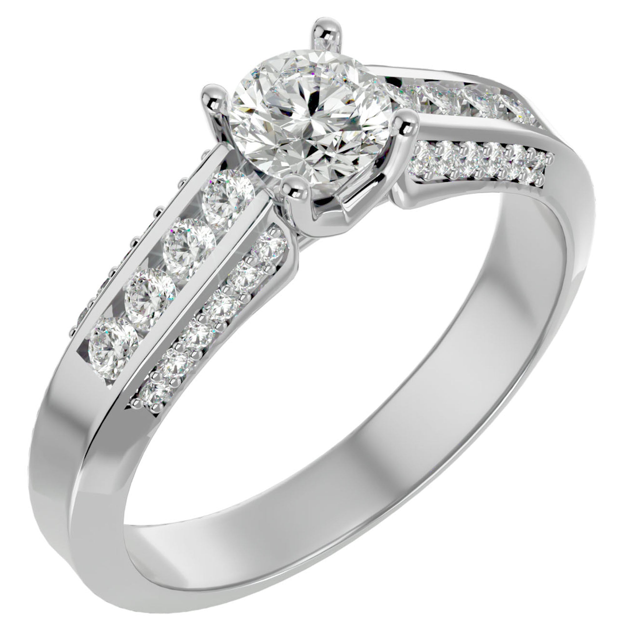 Inel De Logodnă Renaissance Solitaire din Aur 14k cu Diamante Create în Laborator de 0.90 ct din 14k Aur Alb - Castelo.ro