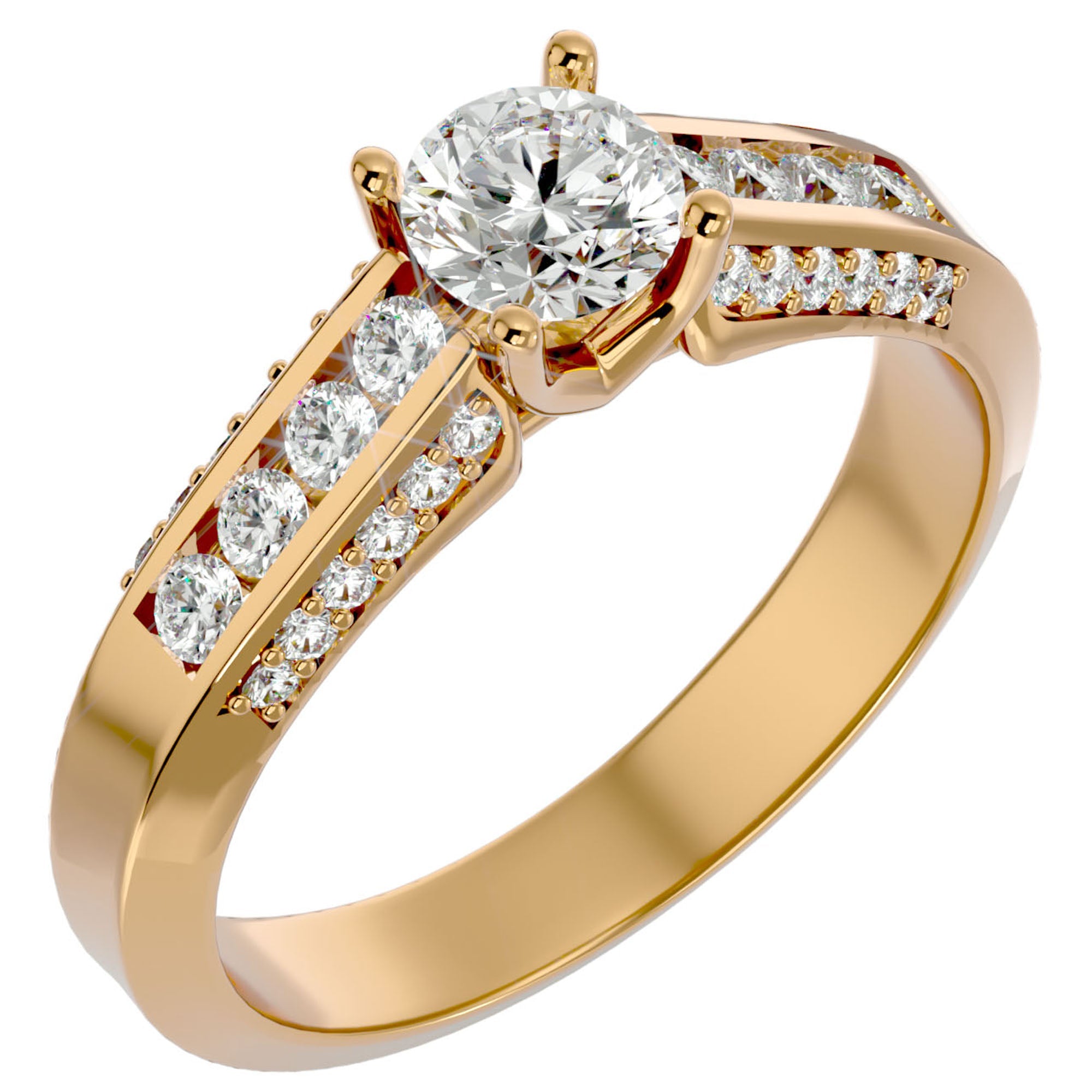 Inel De Logodnă Renaissance Solitaire din Aur 14k cu Diamante Create în Laborator de 0.90 ct din 14k Aur Galben - Castelo.ro