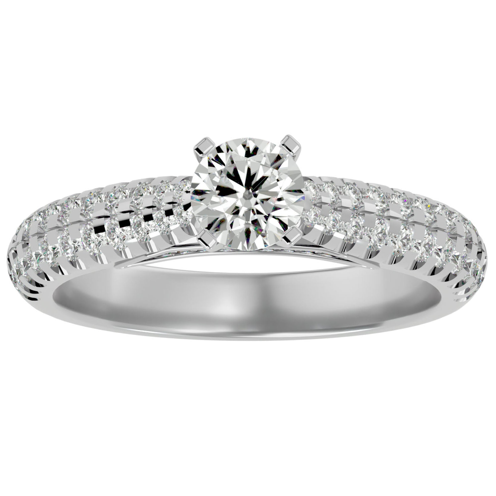 Inel De Logodnă Délicatesse Pavé din Aur 14k cu Diamante Create în Laborator de 1.02 ct din 14k Aur Alb - Castelo.ro