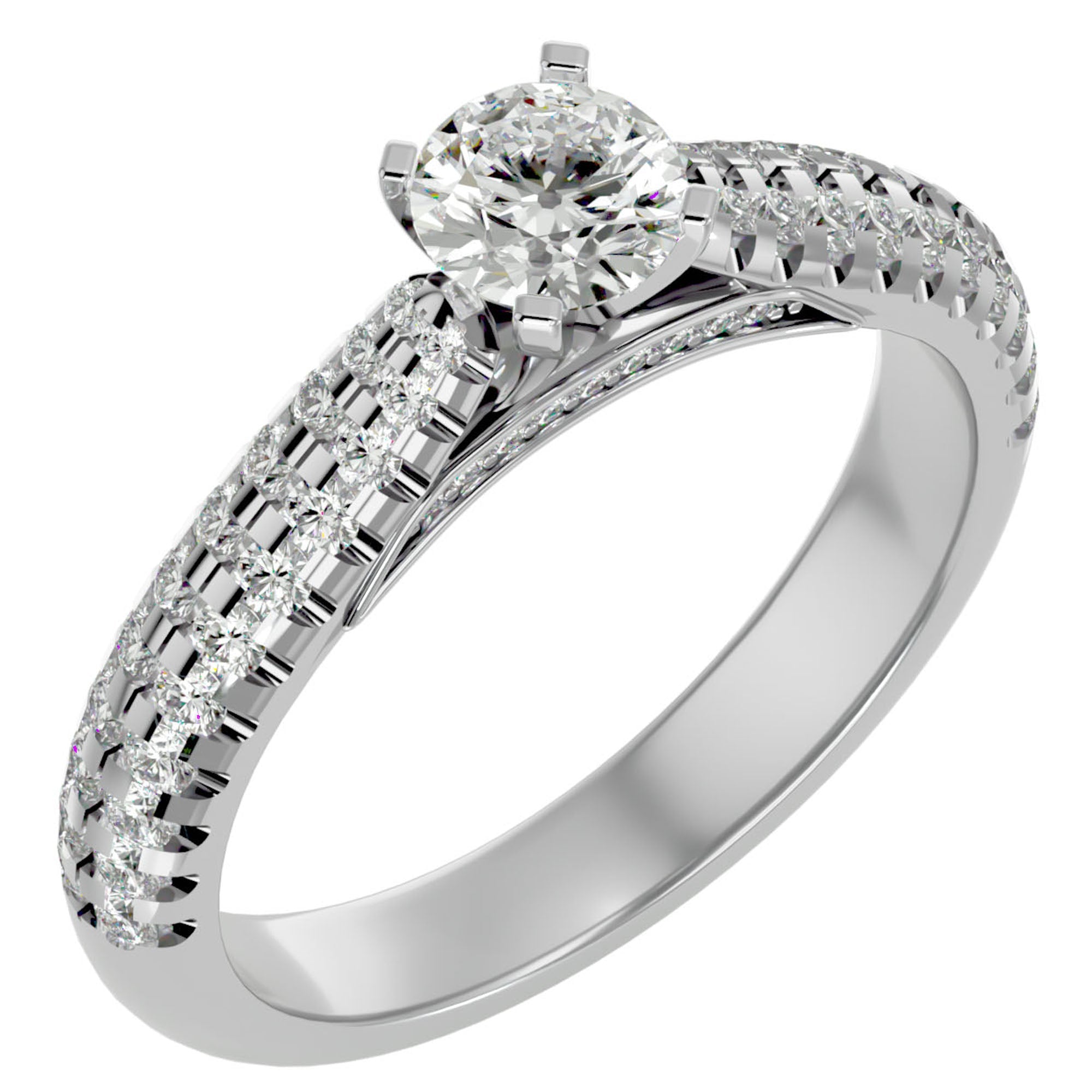 Inel De Logodnă Délicatesse Pavé din Aur 14k cu Diamante Create în Laborator de 1.02 ct din 14k Aur Alb - Castelo.ro