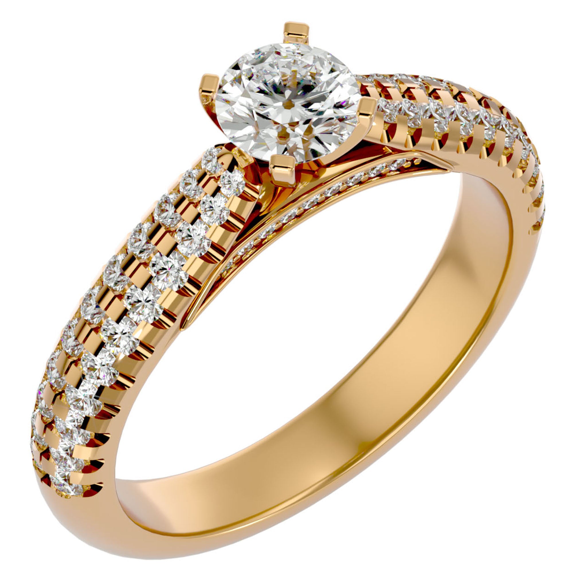 Inel De Logodnă Délicatesse Pavé din Aur 14k cu Diamante Create în Laborator de 1.02 ct din 14k Aur Galben - Castelo.ro