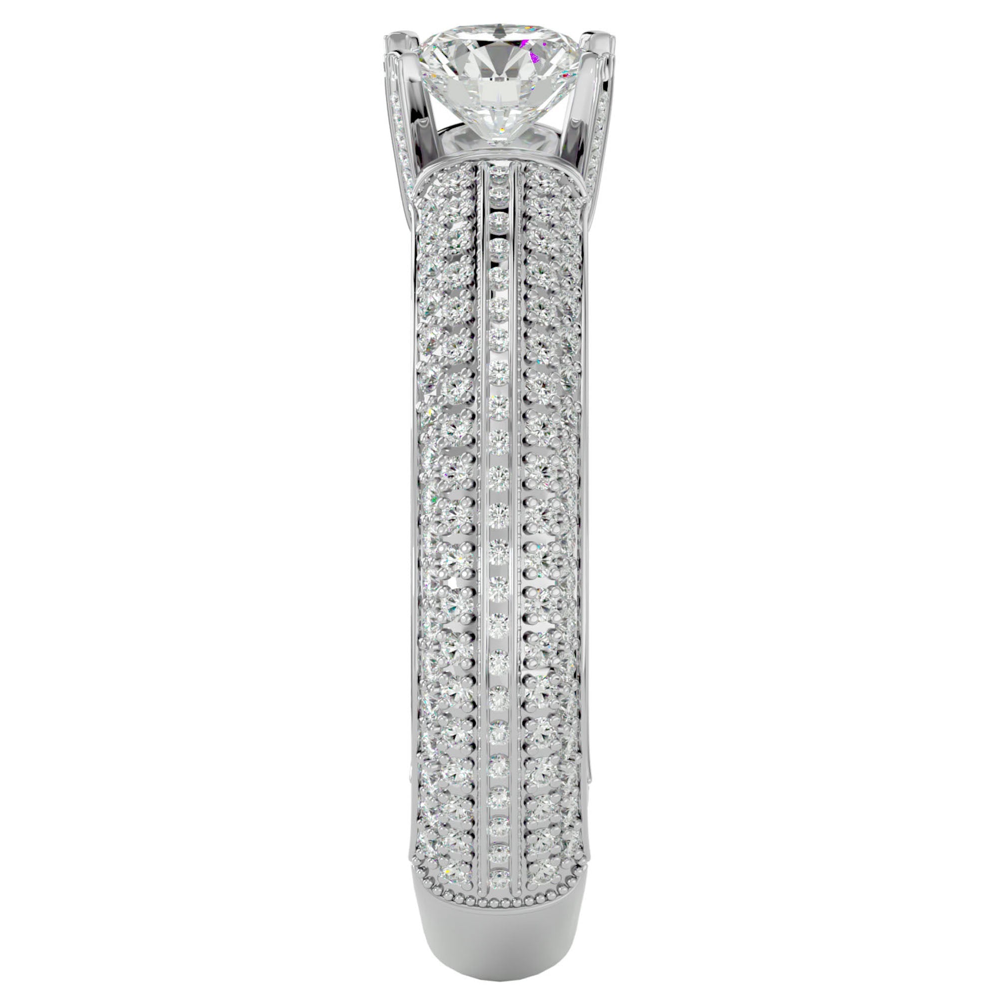 Inel De Logodnă Quatro Pavé din Aur 14k cu Diamante Create în Laborator de 1.01 ct din 14k Aur Alb - Castelo.ro