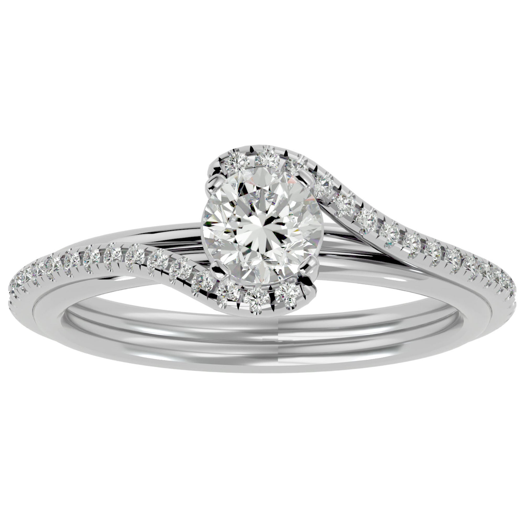 Inel De Logodnă Orléans Pavé cu Moissanite de 0.88 ct din Platina - Castelo.ro