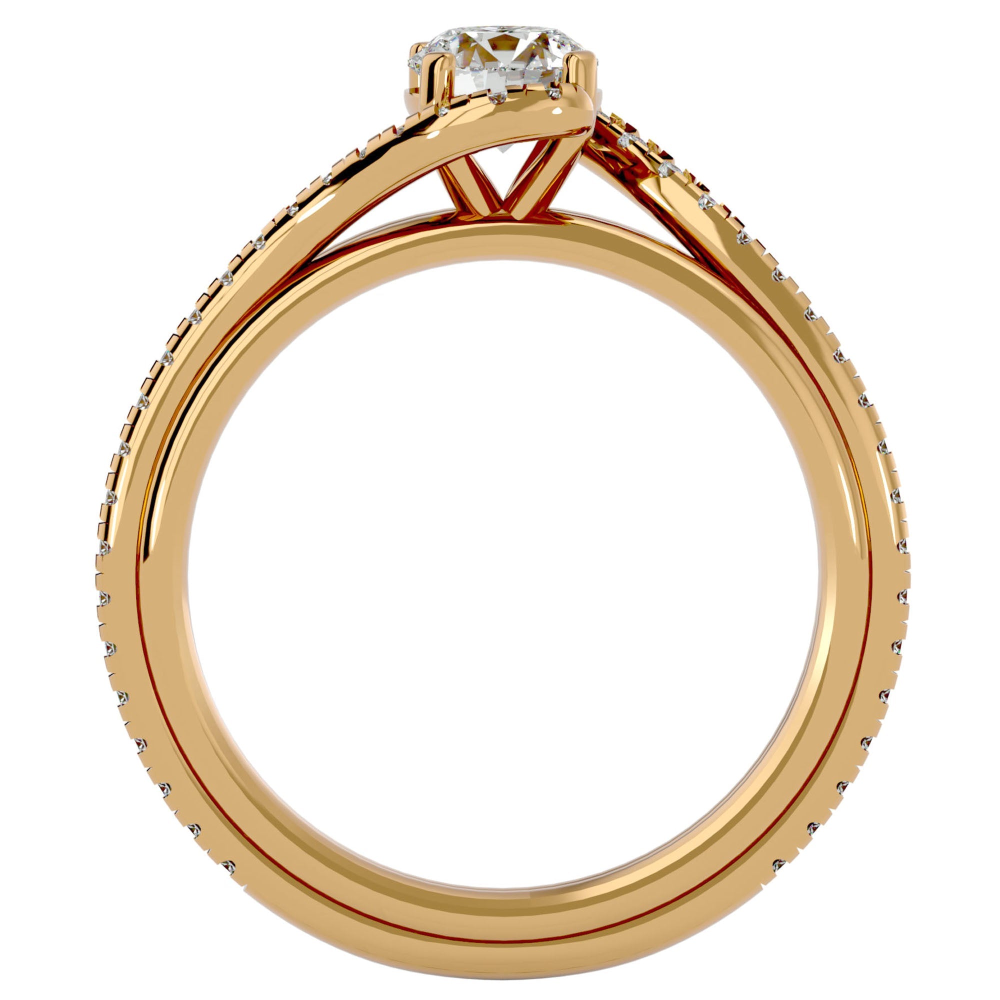 Inel De Logodnă Orléans Pavé cu Moissanite de 0.88 ct din 18k Aur Galben - Castelo.ro