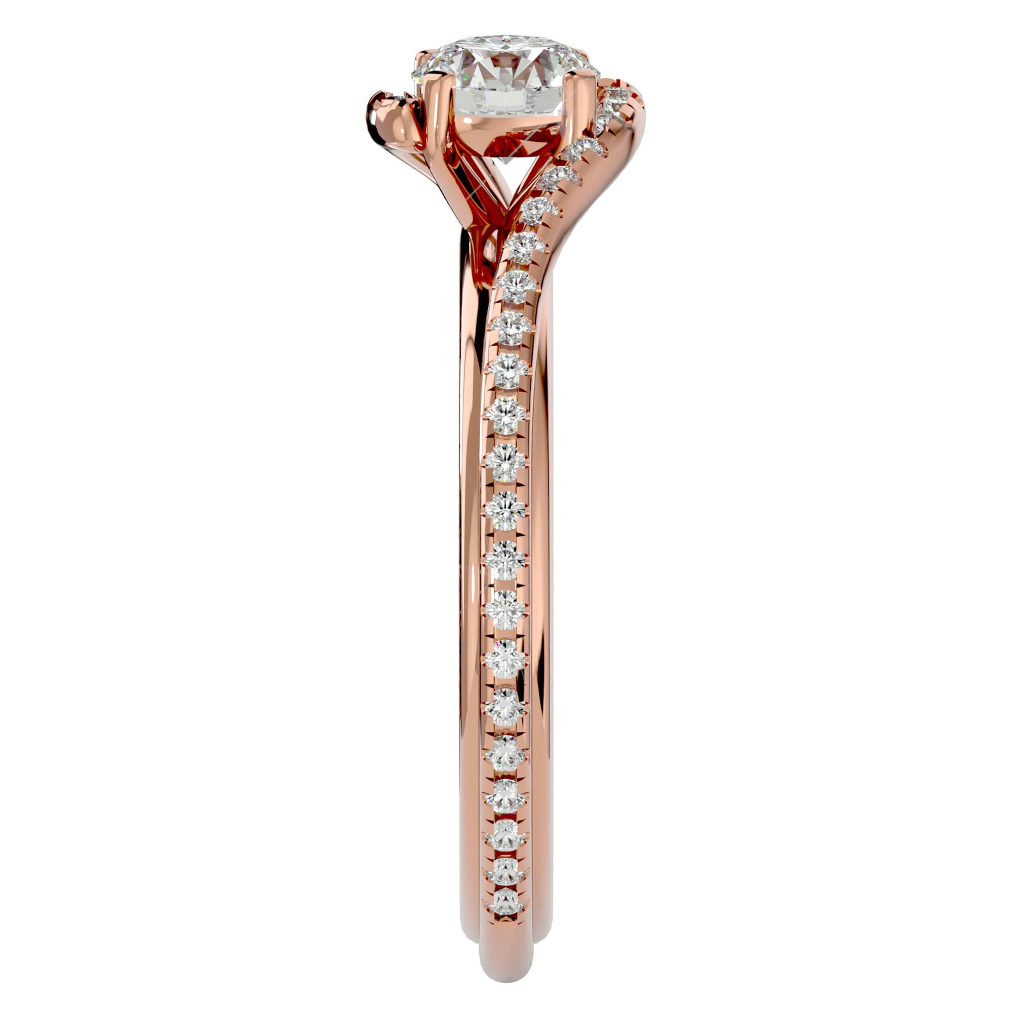 Inel de Logodnă cu Moissanite Pavé în Spirală de 0.88 ct din 18k Aur Roz - Castelo.ro
