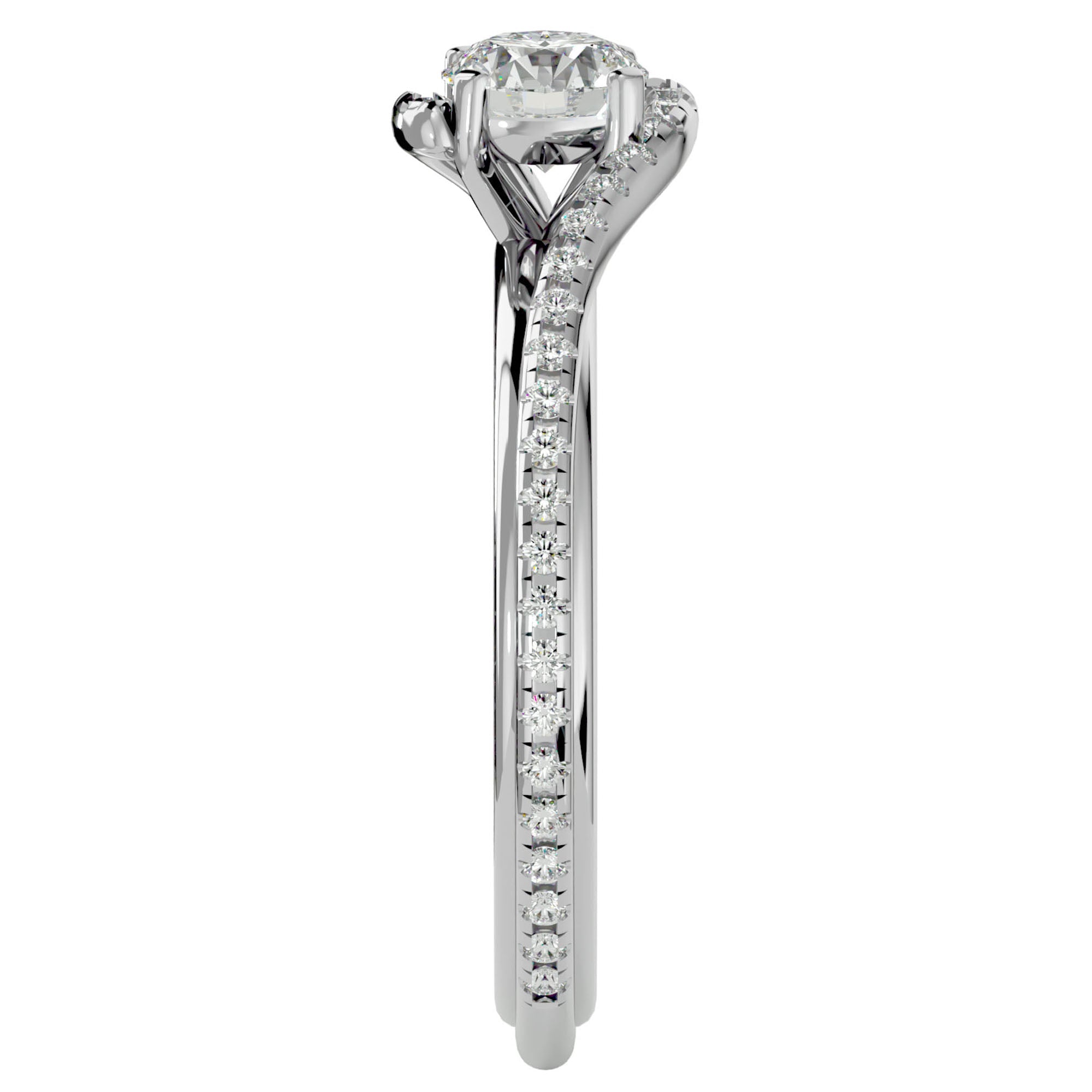 Inel De Logodnă Orléans Pavé cu Moissanite de 0.88 ct din Platina - Castelo.ro